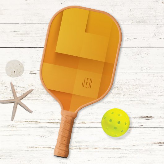Raquette De Pickleball Modèle de monogramme abstrait Orange Pro  