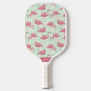 Raquette De Pickleball Modèle Flamingo mignon monogramme personnalisé