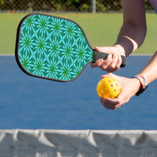 Raquette De Pickleball Modèle Floral Abstrait Vert Et Turquoise