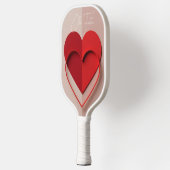 Raquette De Pickleball Modern 3D Red Heart Personalized Name (Gauche)