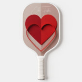 Raquette De Pickleball Modern 3D Red Heart Personalized Name (Recto)