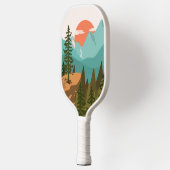 Raquette De Pickleball Modern Abstract Forest, Mountains, and Sunrise (Gauche)