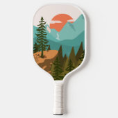 Raquette De Pickleball Modern Abstract Forest, Mountains, and Sunrise (Verso)