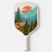 Raquette De Pickleball Modern Abstract Forest, Mountains, and Sunrise (Recto)