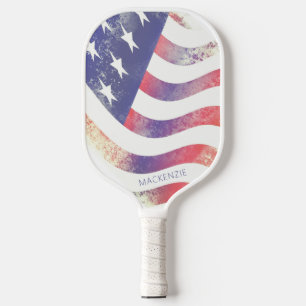 Raquette De Pickleball Modern American Flag Personalized