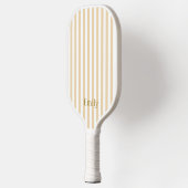 Raquette De Pickleball Modern Beige Stripes Custom Name Pickleball Paddle (Gauche)