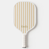Raquette De Pickleball Modern Beige Stripes Custom Name Pickleball Paddle (Verso)