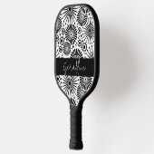 Raquette De Pickleball Modern black white geometric starburst Name  (Gauche)