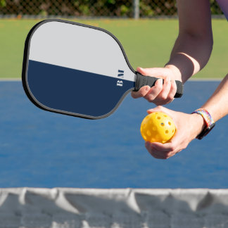 Raquette De Pickleball Modern Blue And Gray Monogram Custom