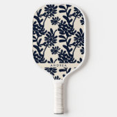 Raquette De Pickleball Modern Blue Floral Painting Custom Name (Recto)