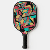Raquette De Pickleball Modern Cyberpunk Geometric Abstract Pattern  (Verso)