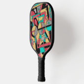 Raquette De Pickleball Modern Cyberpunk Geometric Abstract Pattern  (Gauche)