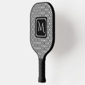 Raquette De Pickleball Modern Geometric Monogram Black White (Gauche)