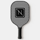 Raquette De Pickleball Modern Geometric Monogram Black White (Verso)