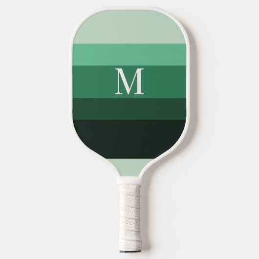 Raquette De Pickleball Modern Green Gradient Striped Monogram (Recto)