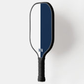 Raquette De Pickleball Modern Minimal  Navy Blu and White Monogram Custom (Gauche)