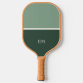 Raquette De Pickleball Modern Minimalist Green Monogrammed Initials (Verso)