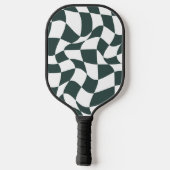 Raquette De Pickleball Modern Monogram | Checkerboard Pattern Design (Verso)