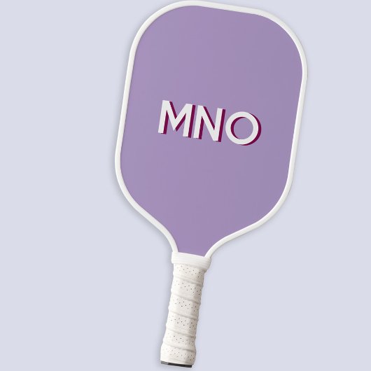 Raquette De Pickleball Modern Monogram Initials Drop Shadow Pastel Lilac