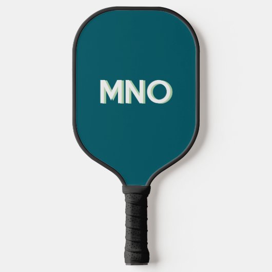 Raquette De Pickleball Modern Monogram Initials Drop Shadow Teal Green (Recto)