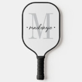 Raquette De Pickleball Modern Monogram Minimal Black White (Verso)