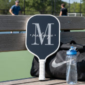 Raquette De Pickleball Modern Monogram Minimal Black White