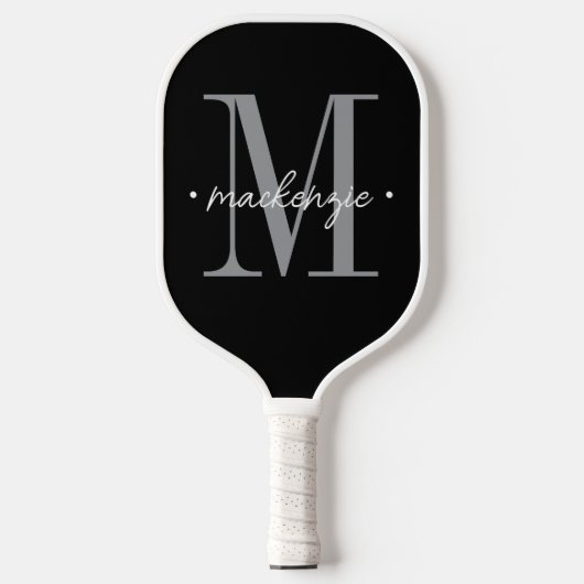 Raquette De Pickleball Modern Monogram Minimal Black White (Recto)