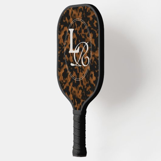 Raquette De Pickleball Modern Monogram Tortoise Shell Print (Gauche)