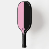 Raquette De Pickleball Modern Pink And Black Monogram Custom (Gauche)