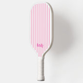 Raquette De Pickleball Modern Pink Stripes Custom Name Pickleball Paddle (Gauche)