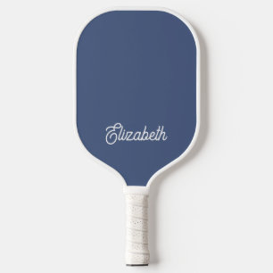 Raquette De Pickleball Modern Simple Blue Script Nom personnalisé