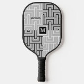 Raquette De Pickleball Moderne Abstrait Nom de Monogramme Personnalisé en (Verso)