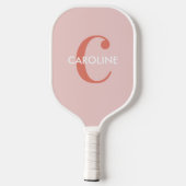 Raquette De Pickleball Moderne Classique Classique Initial Rose Blush (Verso)