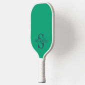 Raquette De Pickleball Moderne Elegant Personnalisé Nom initial Luxe Vert (Gauche)