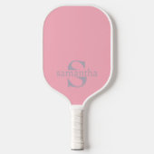 Raquette De Pickleball Moderne Elegant Personnalisé Nom initial Rose (Recto)