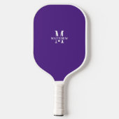 Raquette De Pickleball Moderne Elegant violet initial et nom (Verso)
