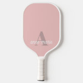 Raquette De Pickleball Moderne Feminine Pastel rose Monogramme Nom person (Verso)