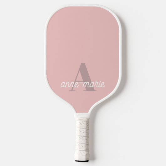 Raquette De Pickleball Moderne Feminine Pastel rose Monogramme Nom person (Verso)