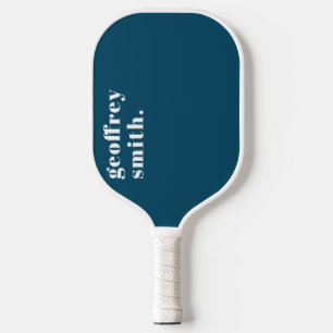 Raquette De Pickleball Moderne Minimal Bleu Turquoise Votre Nom Personnal
