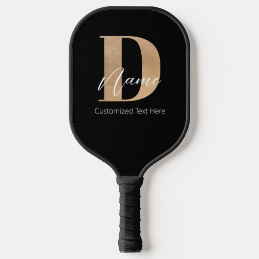 Raquette De Pickleball Moderne Monogramme Initiale D & Nom Personnalisé (Recto)