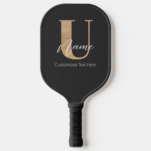 Raquette De Pickleball Moderne Monogramme Initiale U & Nom Personnalisé (Recto)