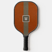 Raquette De Pickleball Moderne Monogramme Orange Cuir Faux (Verso)