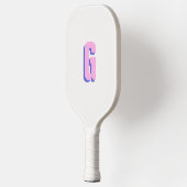 Raquette De Pickleball Moderne monogramme rose et bleu gras (Gauche)