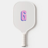 Raquette De Pickleball Moderne monogramme rose et bleu gras (Verso)