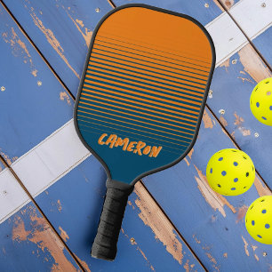 Raquette De Pickleball Moderne Orange Bleu Sports Total Fondu avec Nom