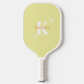 Raquette De Pickleball Moderne Pastel Jaune Monogramme Feminine (Verso)