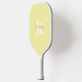 Raquette De Pickleball Moderne Pastel Jaune Monogramme Feminine (Gauche)