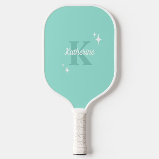 Raquette De Pickleball Moderne Pastel Mint Monogramme Feminine (Recto)