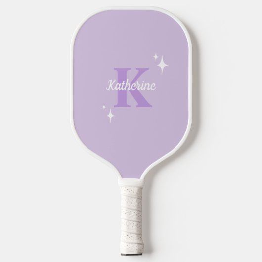 Raquette De Pickleball Moderne Pastel Purple Monogramme Feminine (Recto)