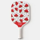 Raquette De Pickleball Moderne Pastèque Cool Monogrammée Mignonne (Verso)